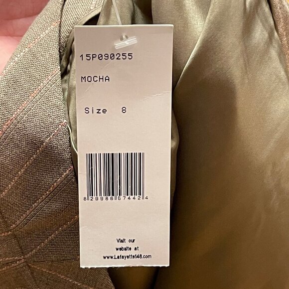 NWT Lafayette 148 New York Womens Mocha Pinstripe Pants pale pink Size 8 - Picture 8 of 10